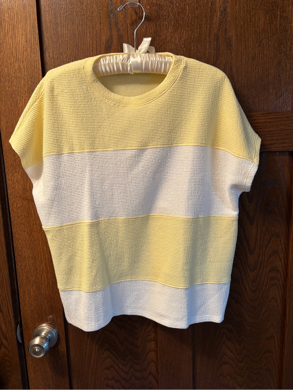 Striped Yellow and White Women's Sweater. Small